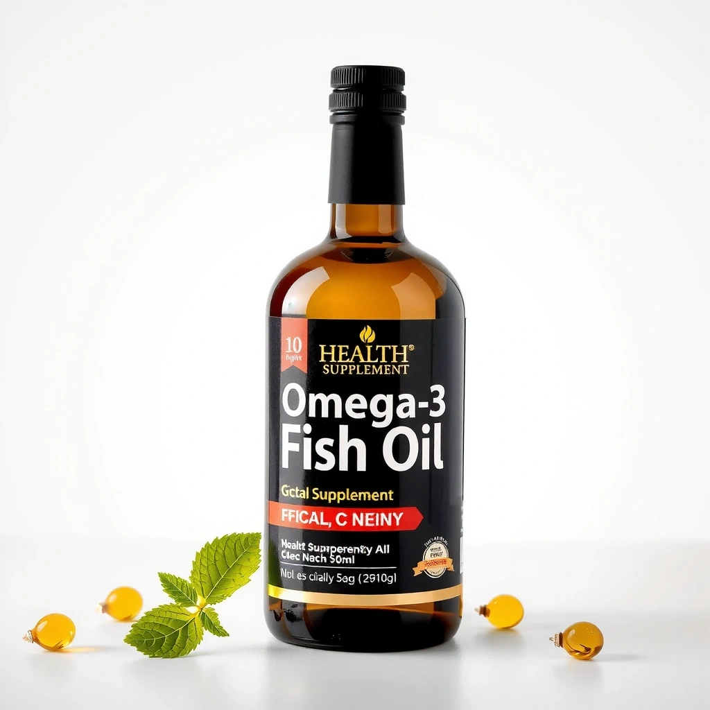 Omega-3 fish oil supplement bottle